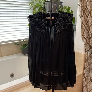 Robert Rodriguez silk blouse with fake leather palettes